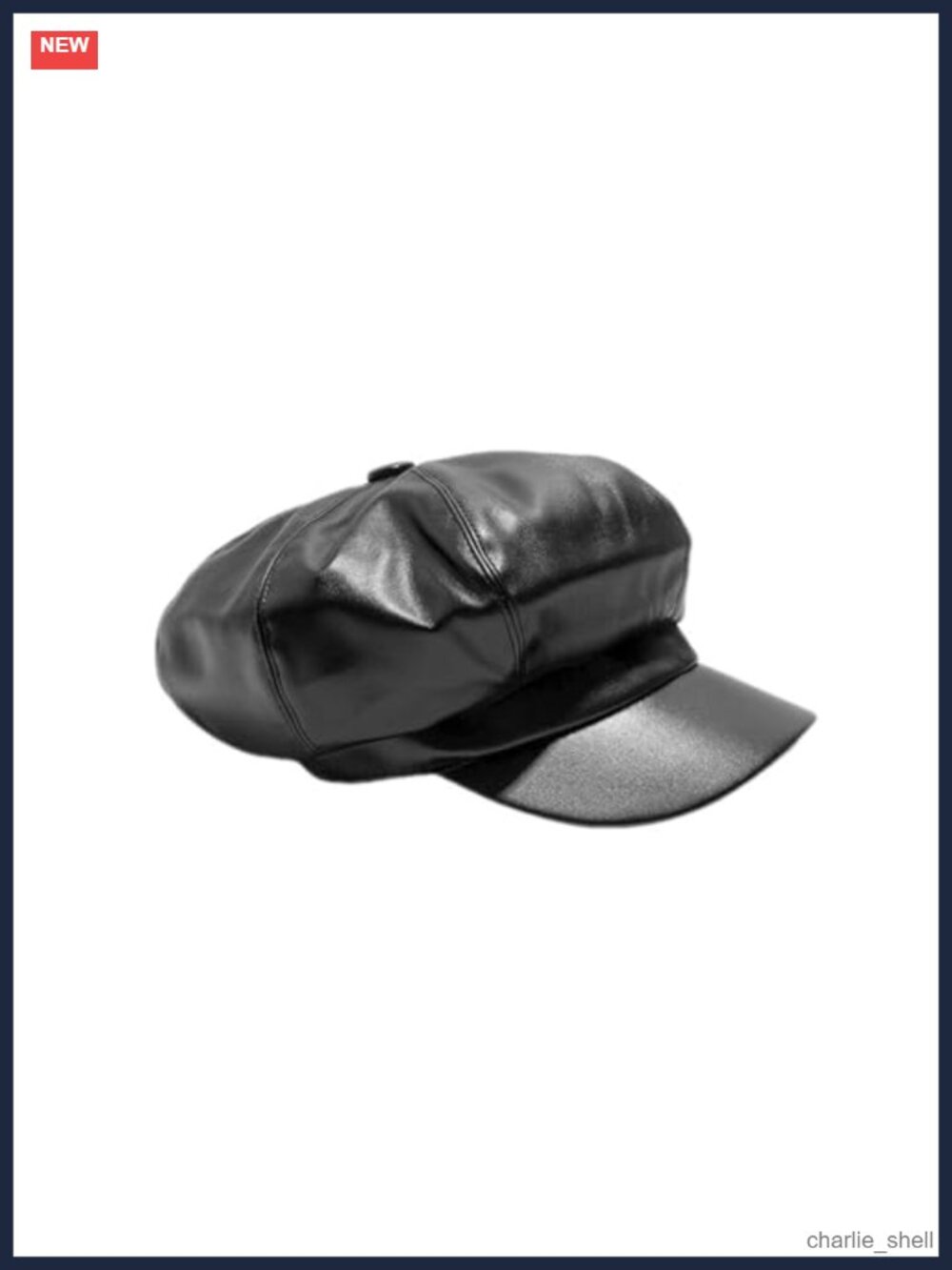 PU Leather Newsboy Cap 8-Panel Cabbie Hat Adjustable Vintage Style